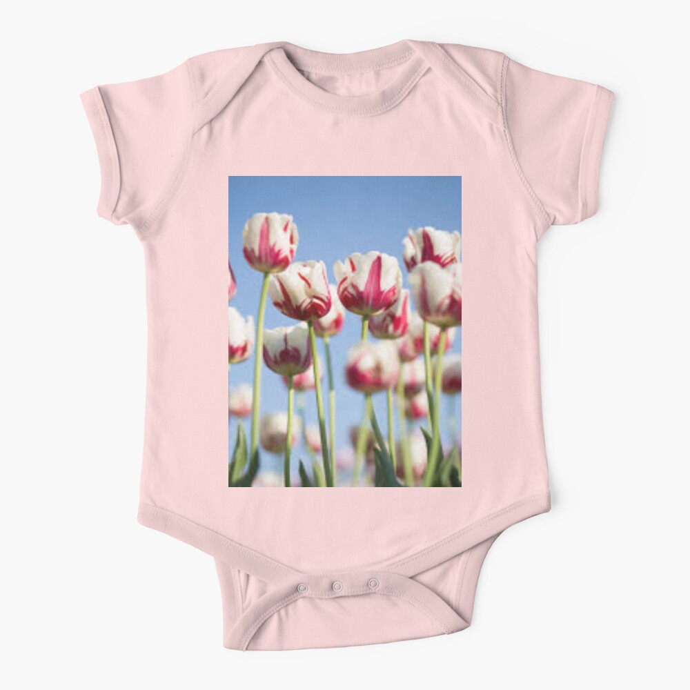 lovely red and white tulips | Baby One-Piece