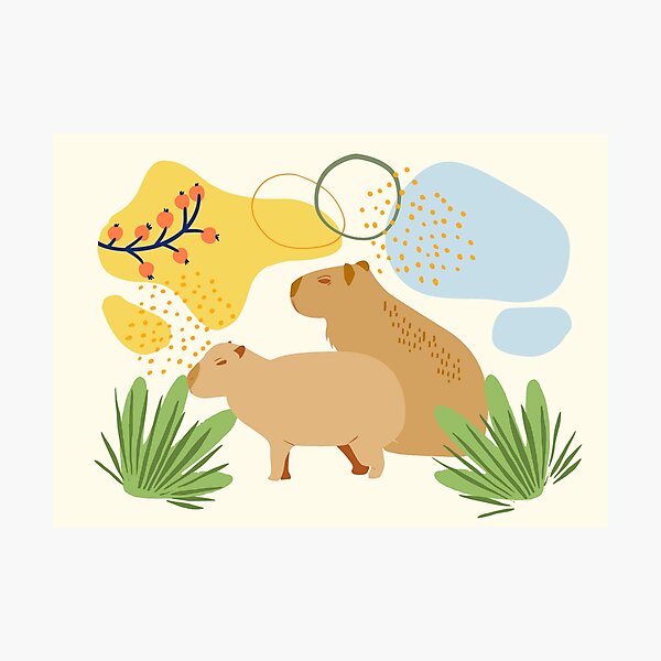 Cute capybara art, illustration seamless pattern Photographic