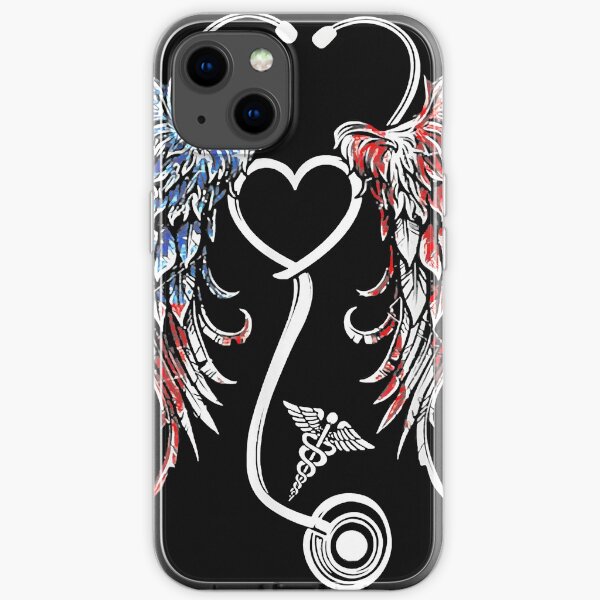 First Responder Nurse American US Flag Stethoscope Wings iPhone Soft Case