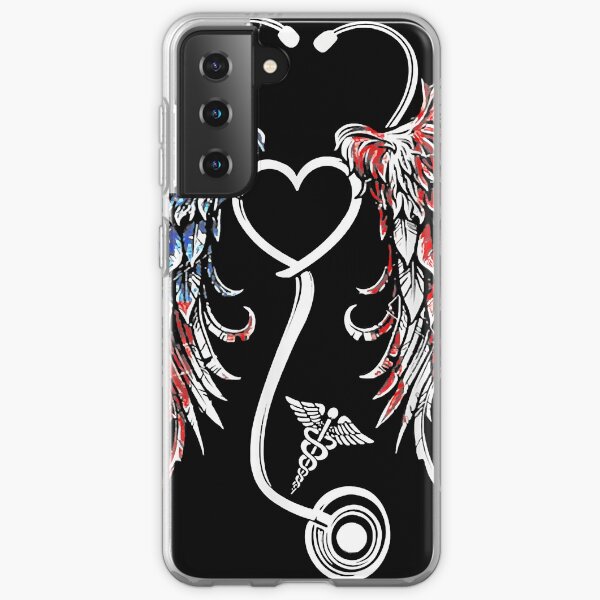 First Responder Nurse American US Flag Stethoscope Wings Samsung Galaxy Soft Case