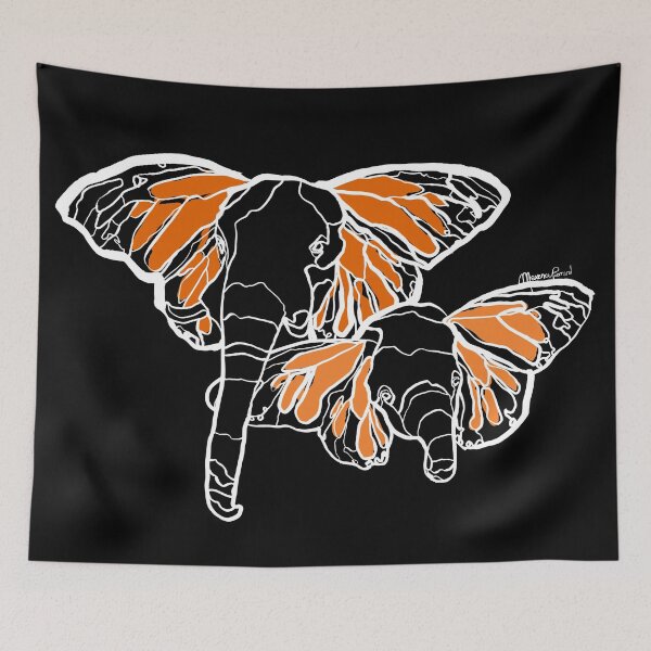 Item preview, Single Line - Flying Elephants (White) designed and sold by MaxencePierrard.