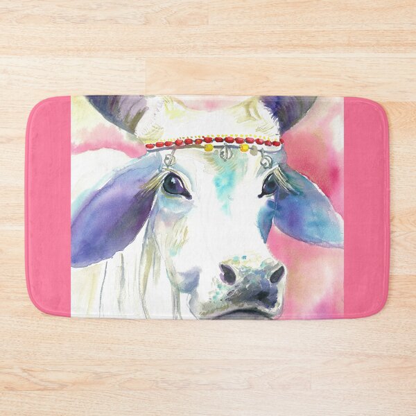 Item preview, Longhorn Indian cow watercolor designed and sold by orangerinka.