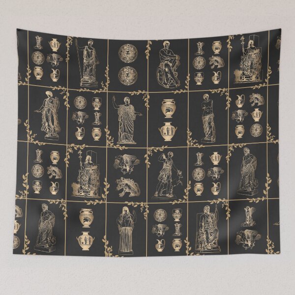 Item preview, Gold ancient Greek Olympian gods mythological figures pattern designed and sold by CynthiaGraphics.