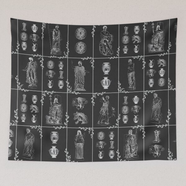 Item preview, Silver ancient Greek Olympian gods mythological figures pattern designed and sold by CynthiaGraphics.