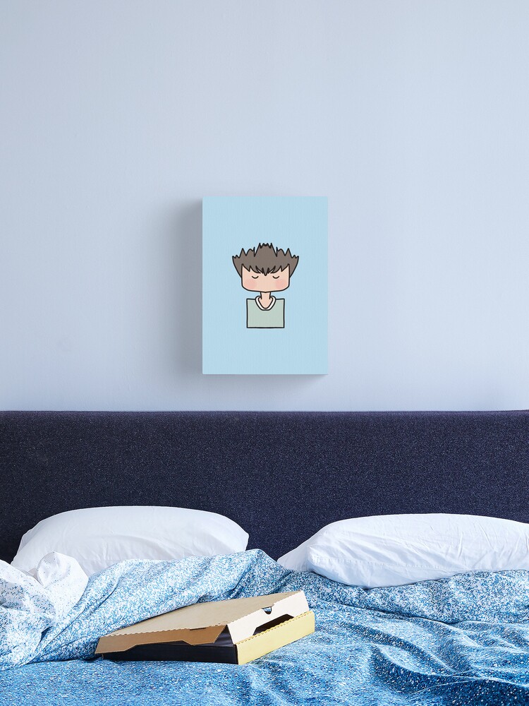 Thumbnail 2 of 3, Canvas Print, Blue Little boy illustration - cute boy design designed and sold by Fatamimosh.