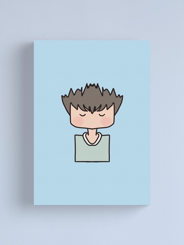 Thumbnail 1 of 3, Canvas Print, Blue Little boy illustration - cute boy design designed and sold by Fatamimosh.