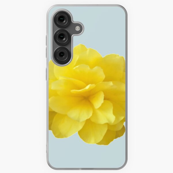 Item preview, Yellow Double Begonia Close-up on Pale Aqua designed and sold by InalterataArt.