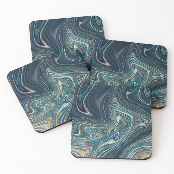 Item preview, Teal gold agate liquid marble texture fluid artwork designed and sold by CynthiaGraphics.
