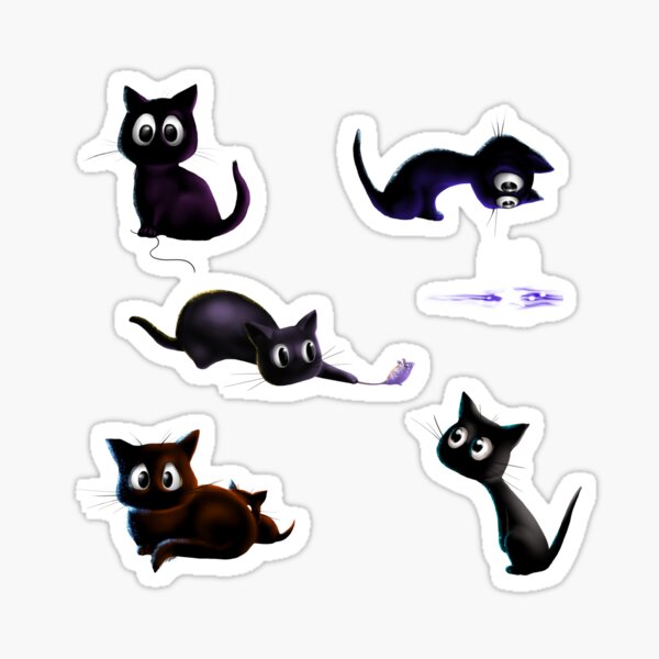 Schwarzes Kätzchen - Alle Bewegungen Sticker