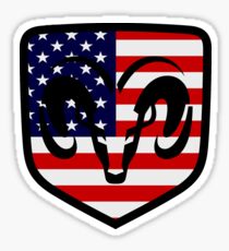 Dodge Ram Head American Flag Logo Sticker