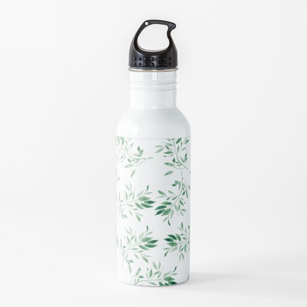 Watercolor leaves green - pattern Water Bottle