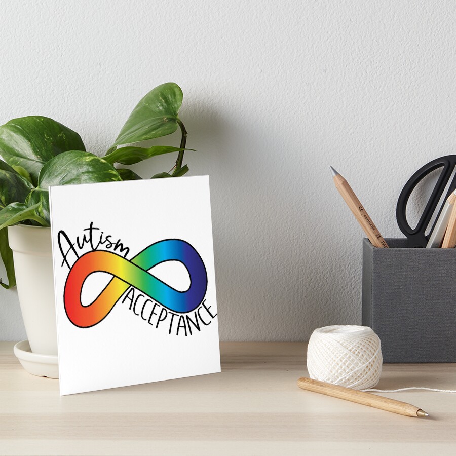 "Autism Acceptance Rainbow Infinity Symbol" Art Board Print by Indie