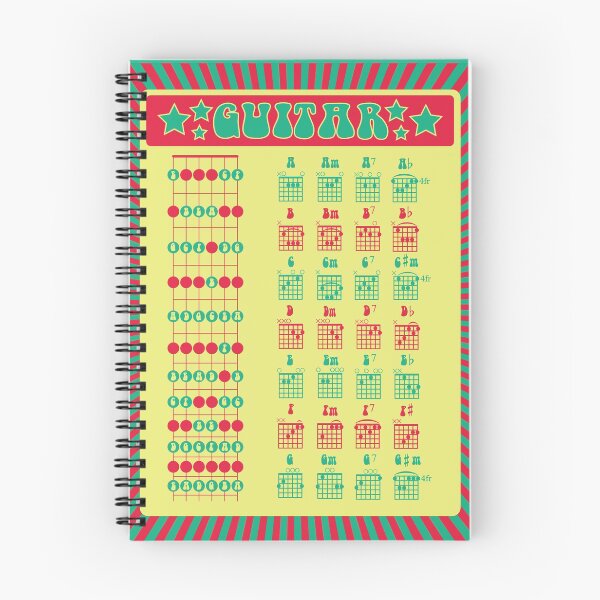 Item preview, Learn Guitar! Fun Retro Notes and Chords Chart designed and sold by luciddreame.
