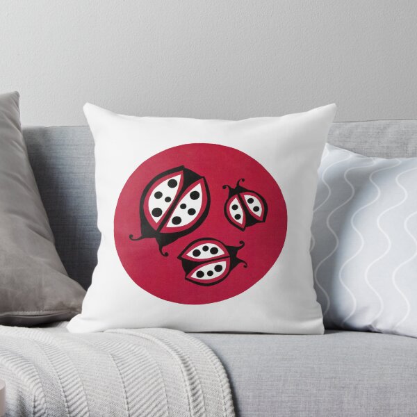 Retro Ladybugs Vintage Insects Red Black & White Bugs Throw Pillow