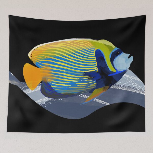 Item preview, Bright blue and yellow tropical fish watercolor illustration - Caroline Laursen Original designed and sold by Caroline Laursen.