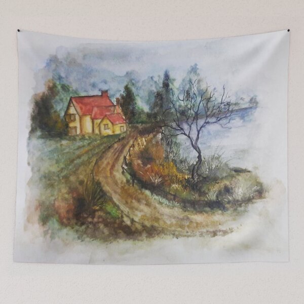 Item preview, Countryside Scotland Home-watercolor painting designed and sold by TextureTones.