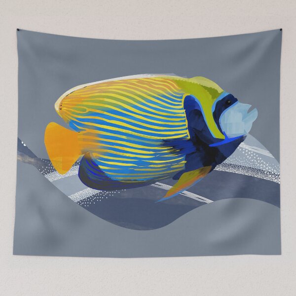 Item preview, Bright blue and yellow tropical fish watercolor illustration - Caroline Laursen Original designed and sold by Caroline Laursen.