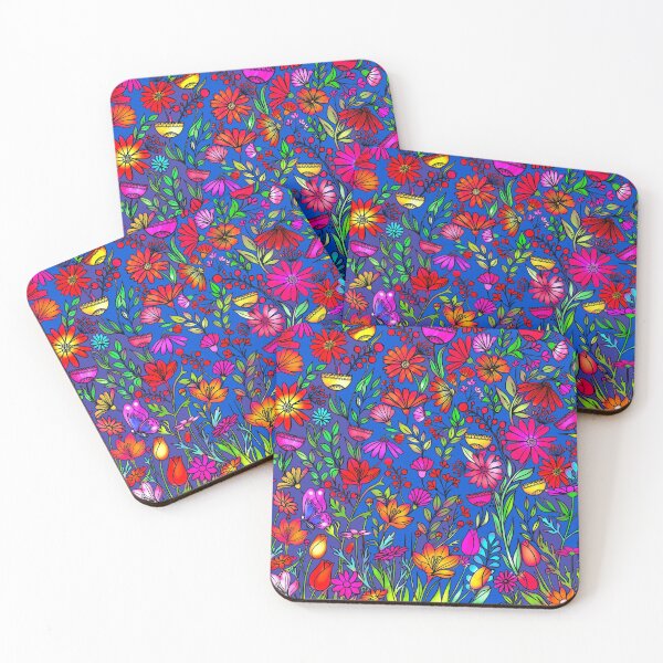 Item preview, Blue, Red, Pink Flowers and leaves Floral Collection designed and sold by The-LanternGirl.