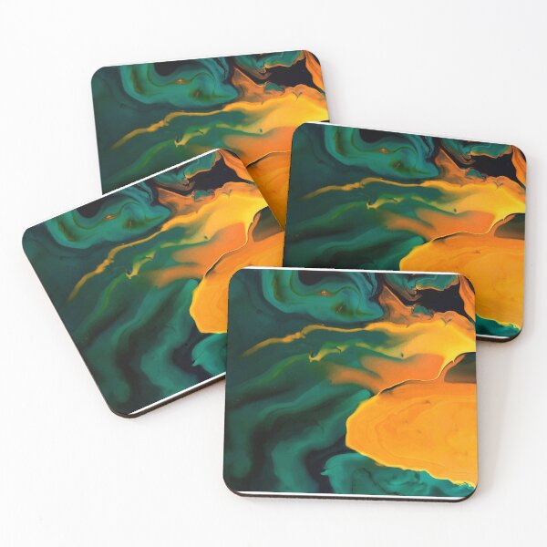 Item preview, Indigo Green and Orange Liquid Marble Texture - Marble Abstract Art designed and sold by SoccaTamam.