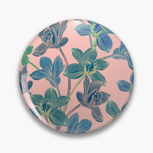 Item preview,  tropical pattern with yellow and green and blue exotic foliage with acid orchids on pink background designed and sold by ANAKOTO.