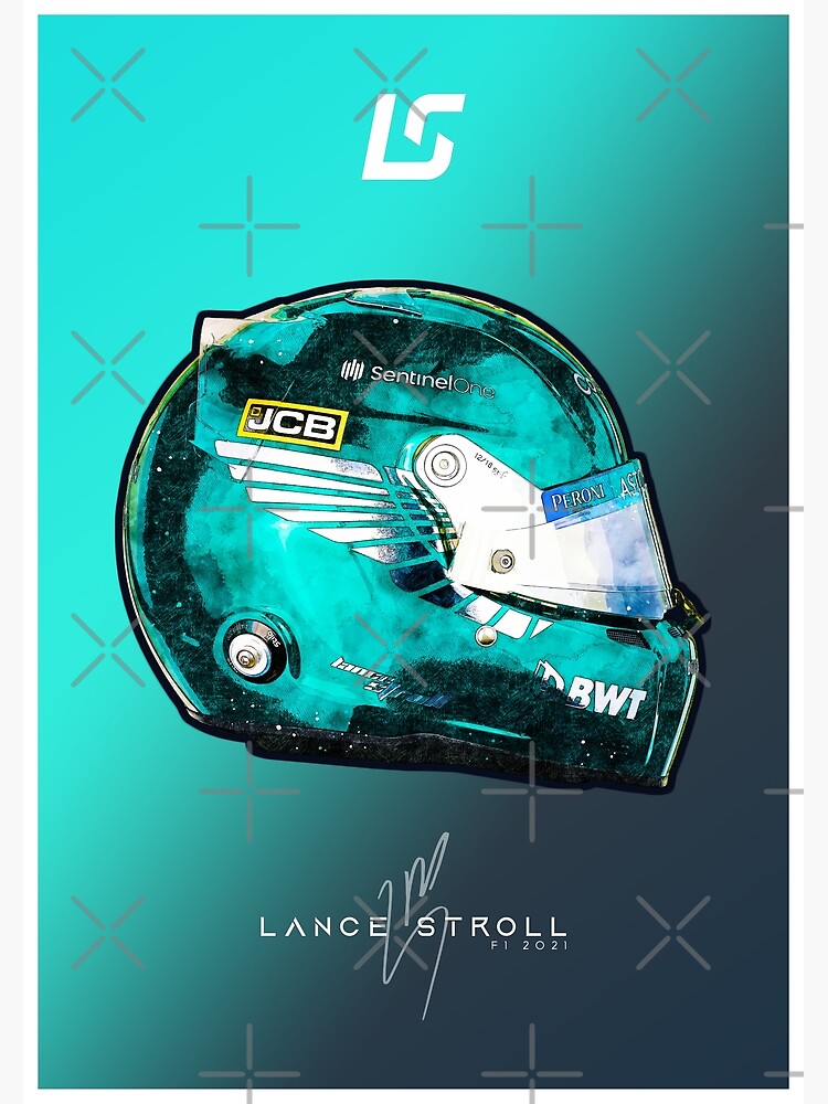 "F1 2021 Lance Stroll Aston Martin Crash Helmet Artwork" Photographic