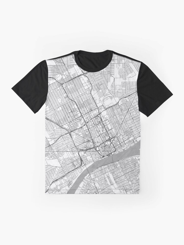 Alternate view of Detroit Map Line Graphic T-Shirt
