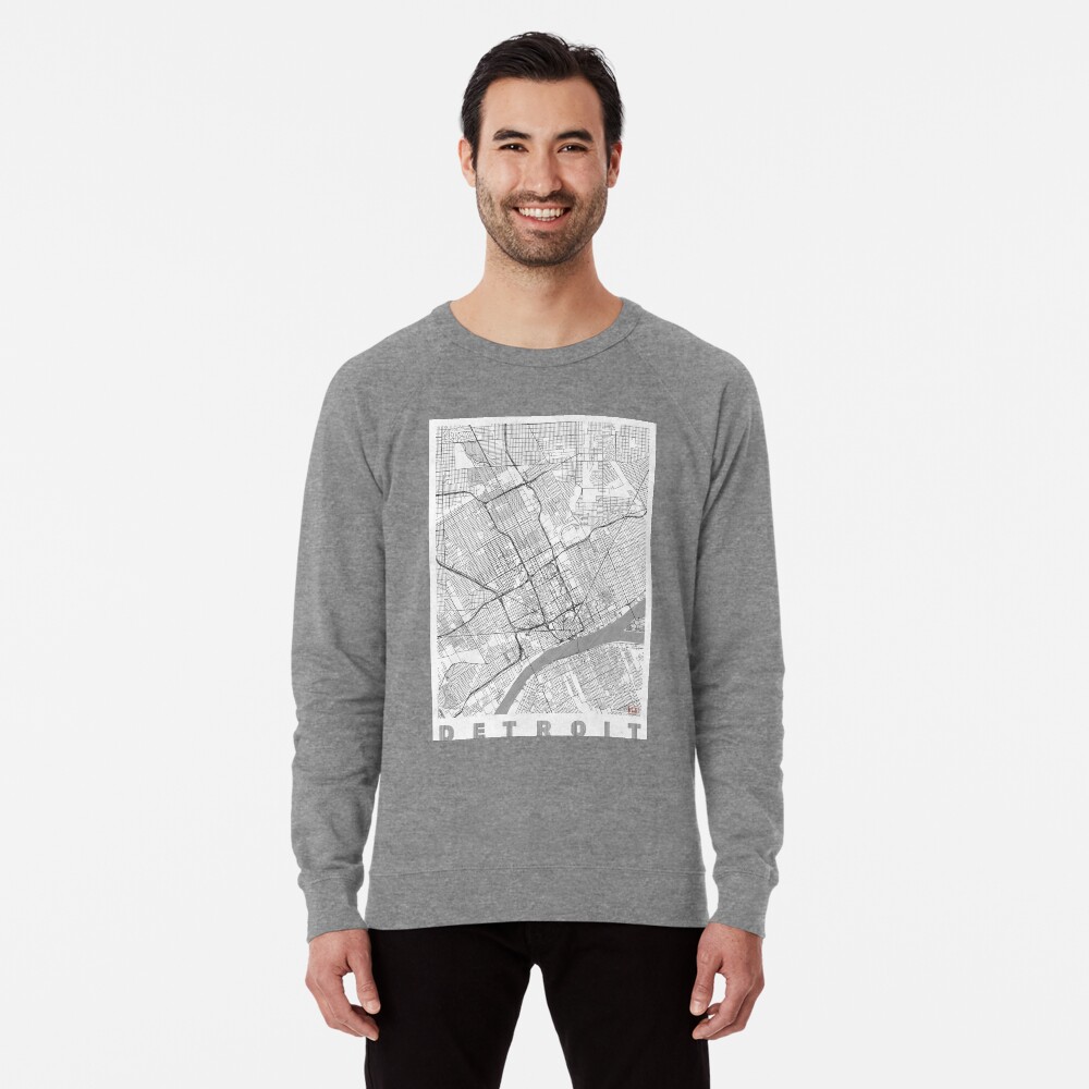Detroit Map Line Lightweight Sweatshirt