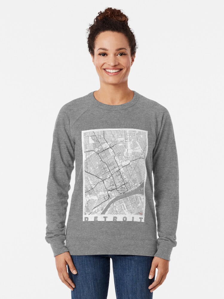 Alternate view of Detroit Map Line Lightweight Sweatshirt
