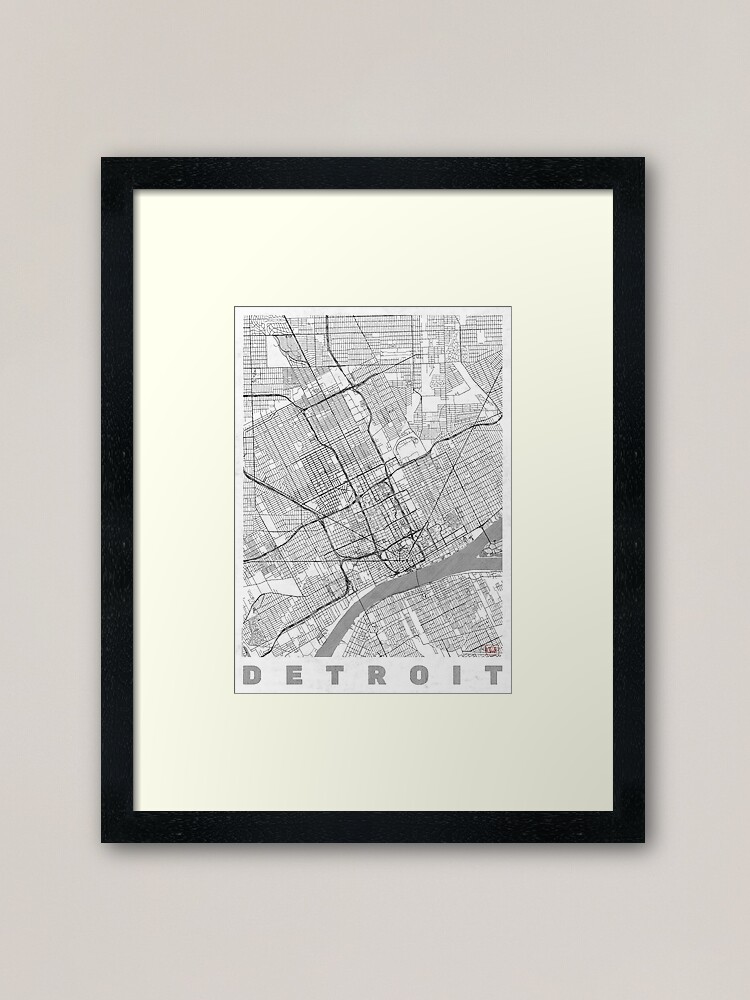 Alternate view of Detroit Map Line Framed Art Print
