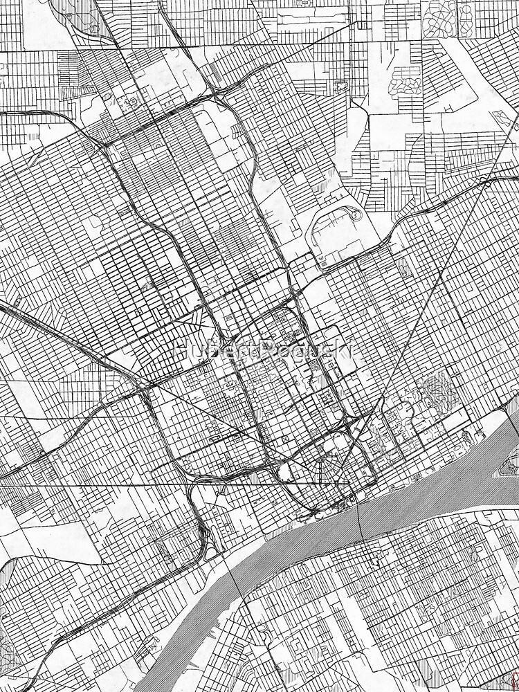 Detroit Map Line by HubertRoguski