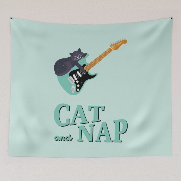 Item preview, Relaxed Cat on Guitar | Cosmic | Catnap designed and sold by Fluffy-Vectors.