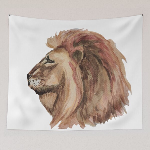 Item preview, Lion's head watercolors pattern, lion pattern, roaring lion, roar designed and sold by Ala Lopatniov.