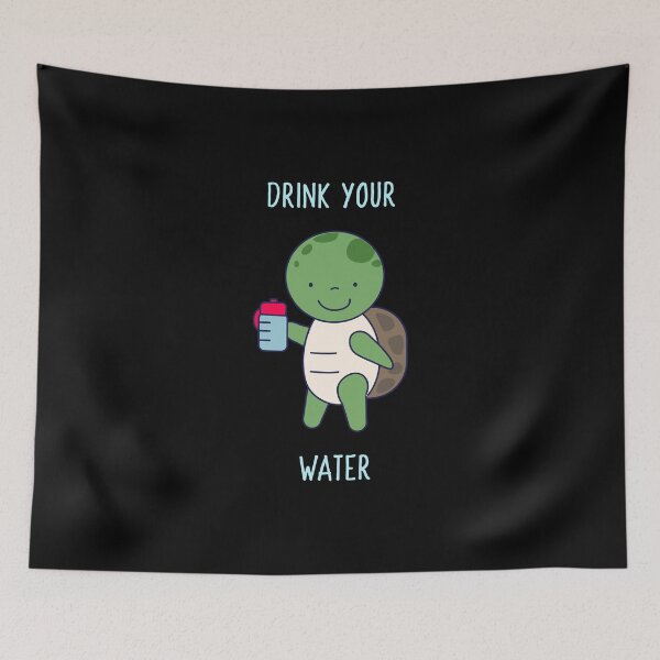 Item preview, Drink Your Water - cute turtle with it's water bottle designed and sold by GLwithUs.