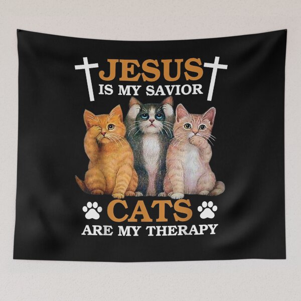 Item preview, Jesus Is My Savior Cat Are My Therapy Christians Cat Lover  designed and sold by sariyahharry.