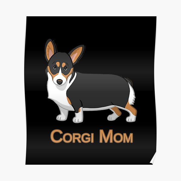 Poster Pembroke Welsh Corgi Negro Tricolor De Tracywilson Redbubble