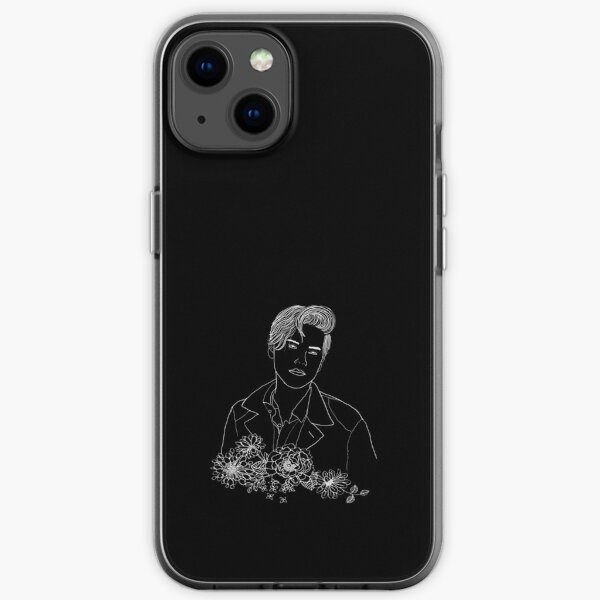 Cole Sprouse - Outline Drawing with Flowers (inverted) iPhone Soft Case