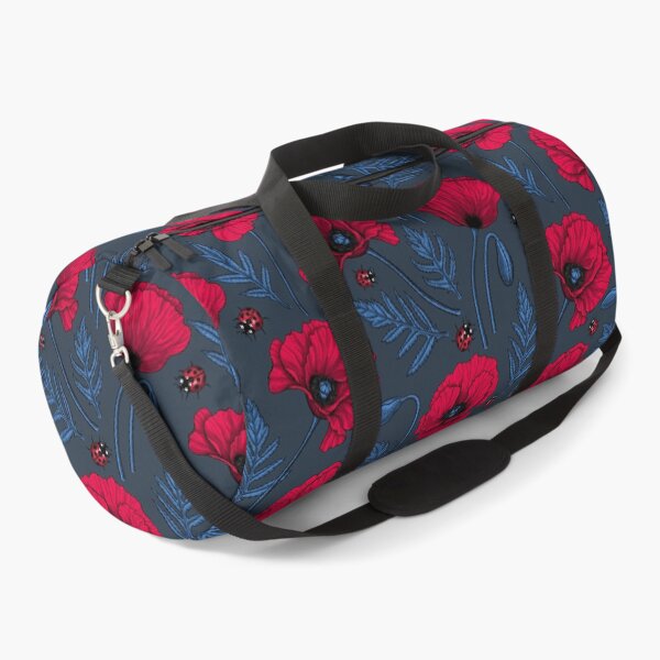Item preview, Red poppies and ladybugs on dark blue designed and sold by Katerina Mitkova Kirilova.