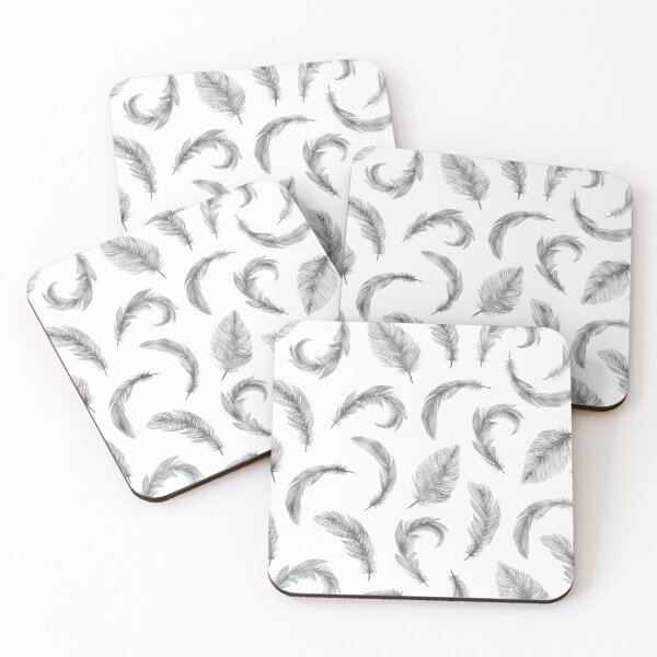 Item preview, Minimalist line art shiny glitter silver feather pattern designed and sold by CynthiaGraphics.