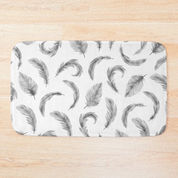 Item preview, Minimalist line art shiny glitter silver feather pattern designed and sold by CynthiaGraphics.