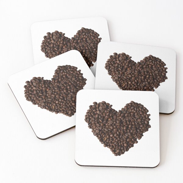 Item preview, Coffee Bean Heart, white background designed and sold by SquishStitches.