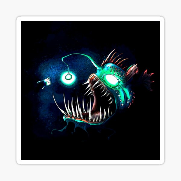 Angler Fish with Background Sticker