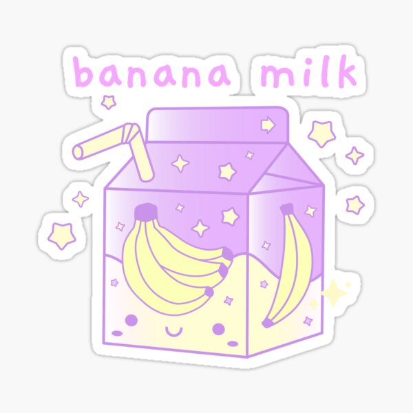 Purple Banana Milk Carton With Bananas And Stars Sticker For Sale By