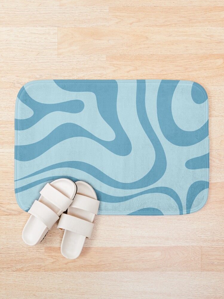 Blue Swirls Aqua Blue Stone Non Slip Bath Mat Collection