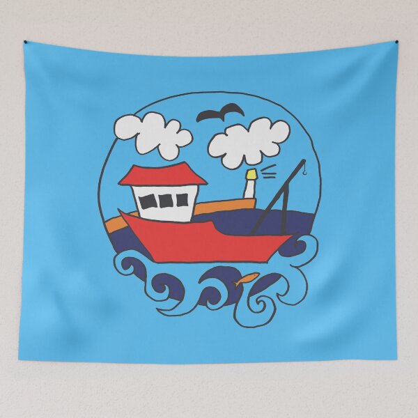 Item preview, Red Fishing Boat designed and sold by Moti Black.