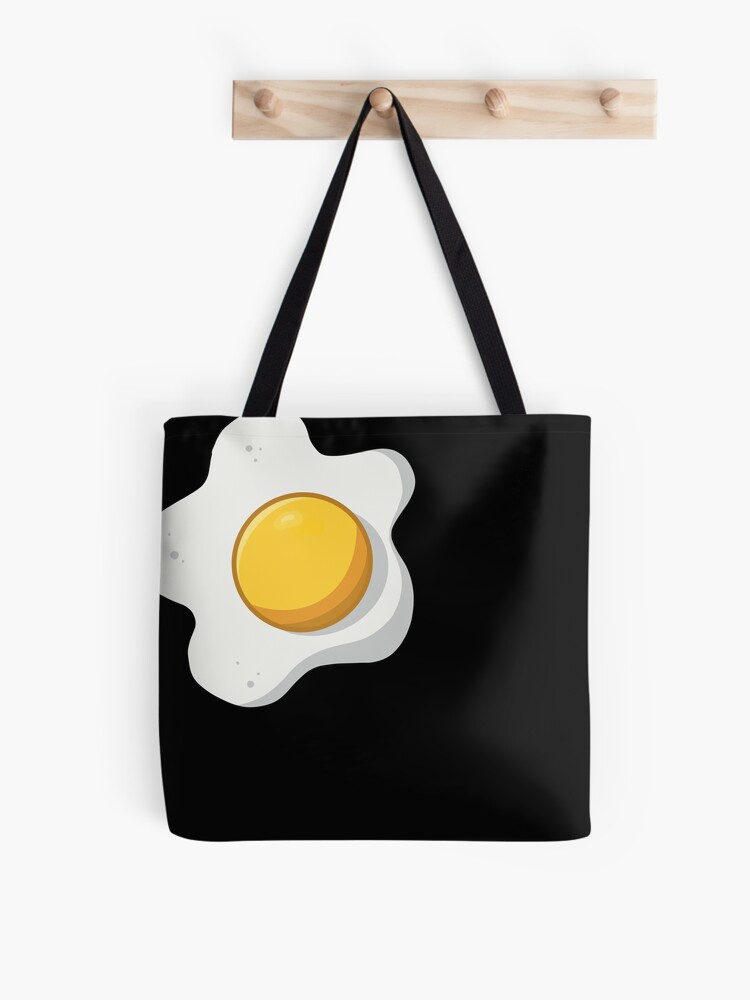 Mini Fried Eggs Print Bucket Bag, Cute Canvas Shoulder Bag