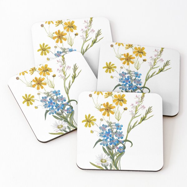 Item preview, Yellow, White And Blue Flower Bouquet Illustration designed and sold by ClassicRose.