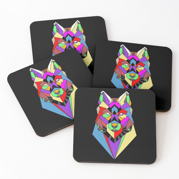Item preview, geometric colorfull wolf designed and sold by sami123456.