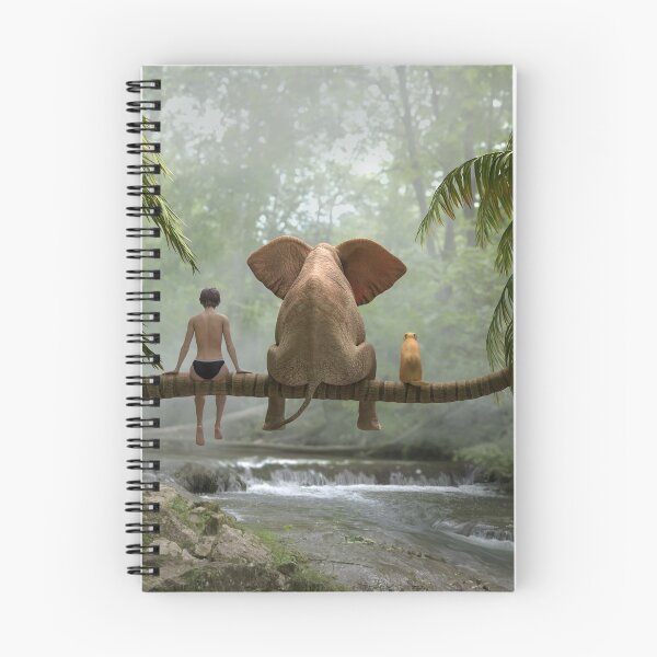 Item preview, child, elephant elephant and dog sit on a palm tree in tropical forest designed and sold by Mike Kiev art.