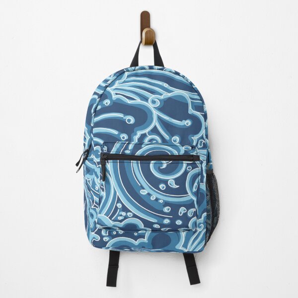 Item preview, blue japanese waves pattern designed and sold by Northendesigns.