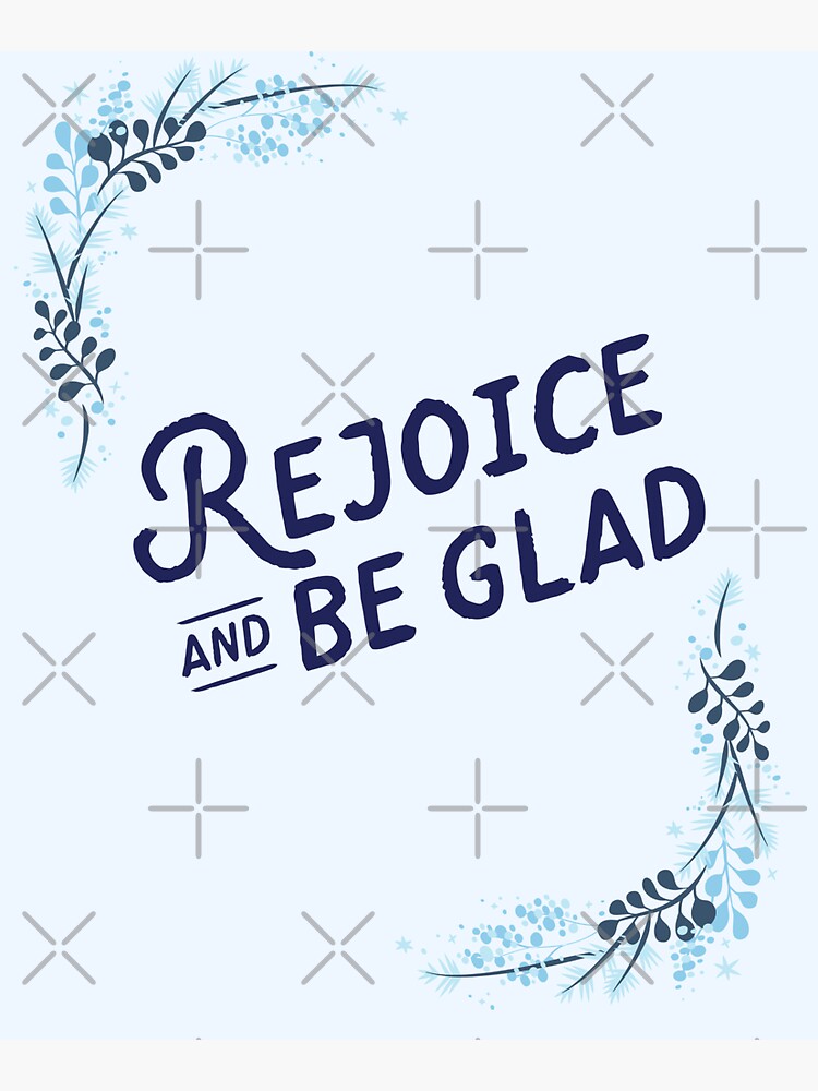 Thumbnail 3 of 3, Sticker, Cute Blue Rejoice and Be Glad Typography designed and sold by DesignsbyEH.